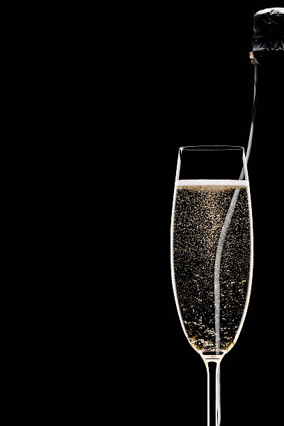 シャンパンのシルエット - champagne celebration glass black ストックフォトと画像