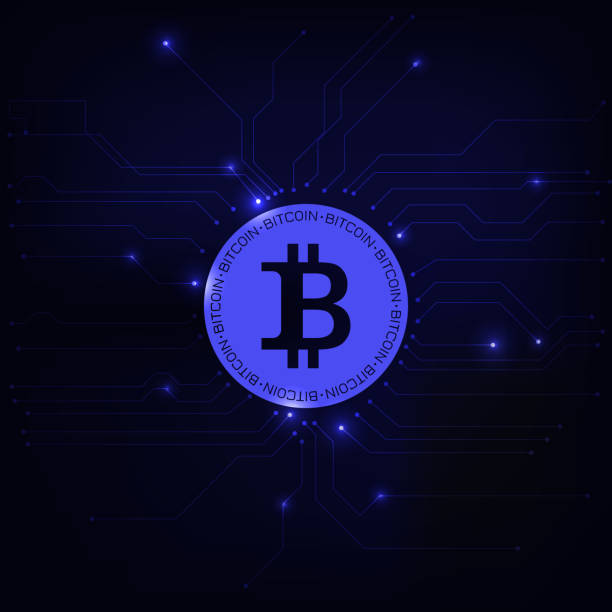 파란색 배경에 bitcoin 기호입니다. - binance crypto box code free 뉴스 사진 이미지