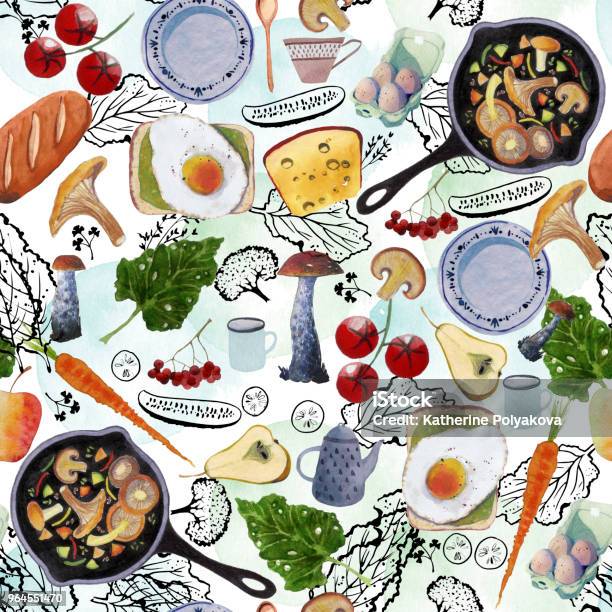 Real Food Pattern Seamless Food Pattern Stock Illustration - Download Image Now - Food ...