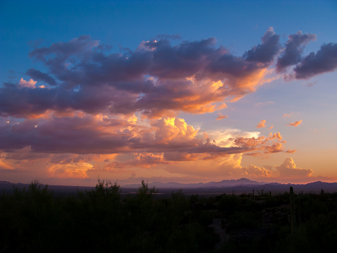 Sunset over the Virgin River Valley in Rockville Utah July 2023