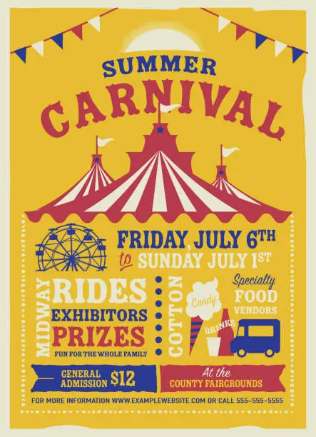 Vector illustration of Colorful Summer Carnival Poster design template