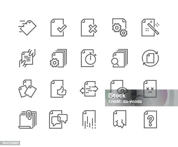 Line Document Flow Management Icons Stock Illustration - Download Image Now - Icon Symbol, Document, File Folder