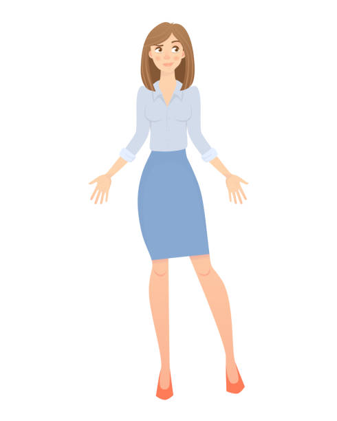 ilustrações de stock, clip art, desenhos animados e ícones de business pose and gesture. young business woman vector illustration - disaffection
