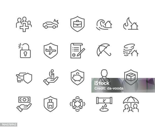 Line Insurance Icons Stock Illustration - Download Image Now - Icon Symbol, Insurance, Car