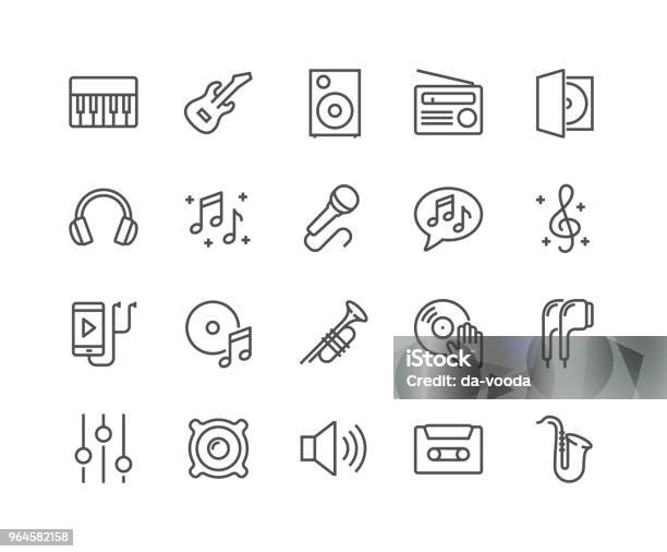 Line Music Icons Stock Illustration - Download Image Now - Icon, Music, Radio