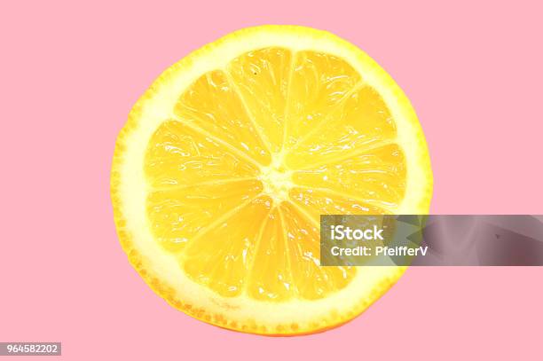 Slice Of Lemon Stock Photo - Download Image Now - Lemonade, Pink Color, Above
