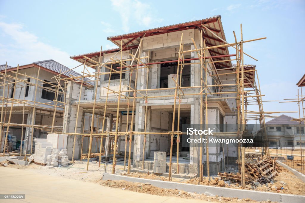 Building Block Structute House Under Construction With Autoclaved Aerated Concrete Block ...