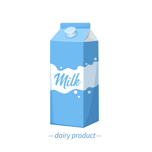 Vector milk carton icon. Vector milk carton icon. Dairy product illustration. Cartoon style. milk stock illustrations