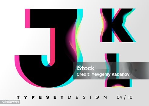 istock Vector Typeset Design. Neon Glitch Style. Black Bold Font with Double Exposure. Abstract Colorful Type for Creative Heading, Advertising Placard, Music Poster, Sale Banner. Trendy Neon Glowing Letters. 964589914