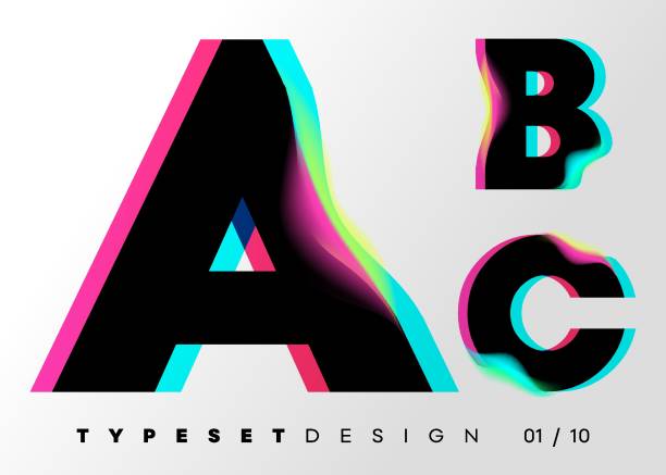Vector Typeset Design. Neon Glitch Style. Black Bold Font with Double Exposure. Abstract Colorful Type for Creative Heading, Advertising Placard, Music Poster, Sale Banner. Trendy Neon Glowing Letters. Vector Typeset Design. Neon Glitch Style. Black Bold Font with Double Exposure. Abstract Colorful Type for Creative Heading, Advertising Placard, Music Poster, Sale Banner. Trendy Neon Glowing Letters. textual symbol stock illustrations
