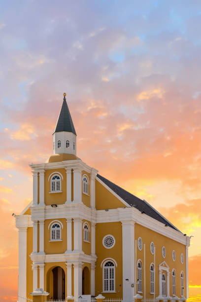 istock Old Yellow and White Church on Curacao 964597516