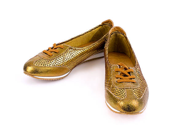 istock Women's gold leather shoes 96463693