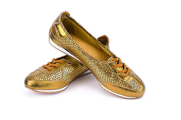 istock Women's gold leather shoes 96463752