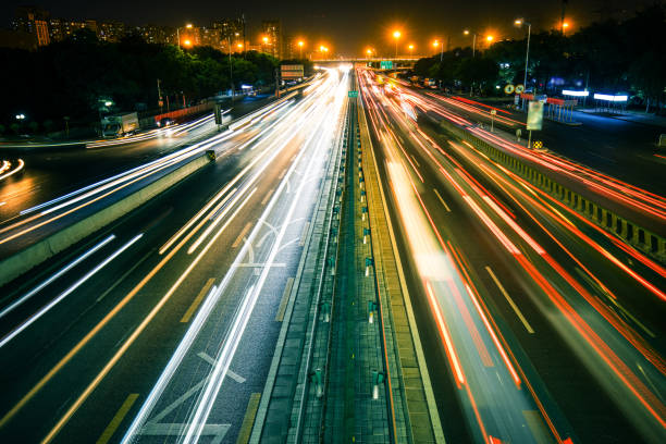 istock Light trails on the street 964650342