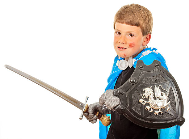 istock Boy in costume knight play 96465498