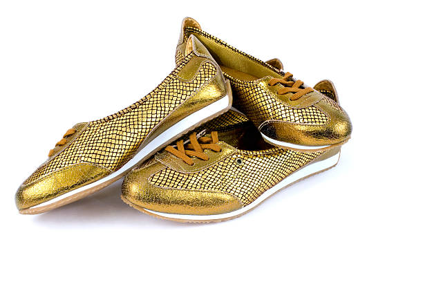 istock Women's gold leather shoes 96468071