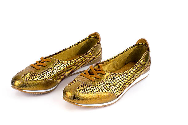 istock Women's gold leather shoes 96468585