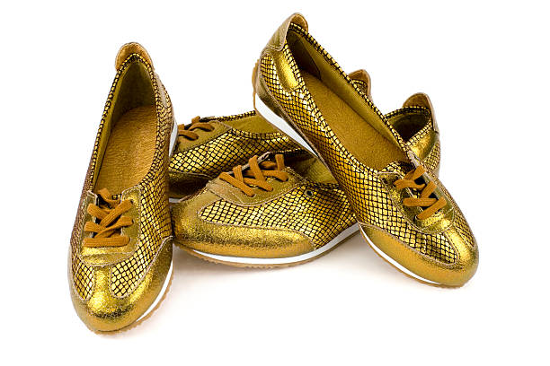 istock Women's gold leather shoes 96468846