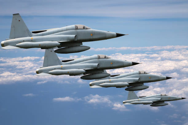 istock Fighter aircraft F-5A Freedom Fighterin full flight 964689720