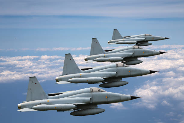 istock Fighter aircraft F-5A Freedom Fighterin full flight 964689728