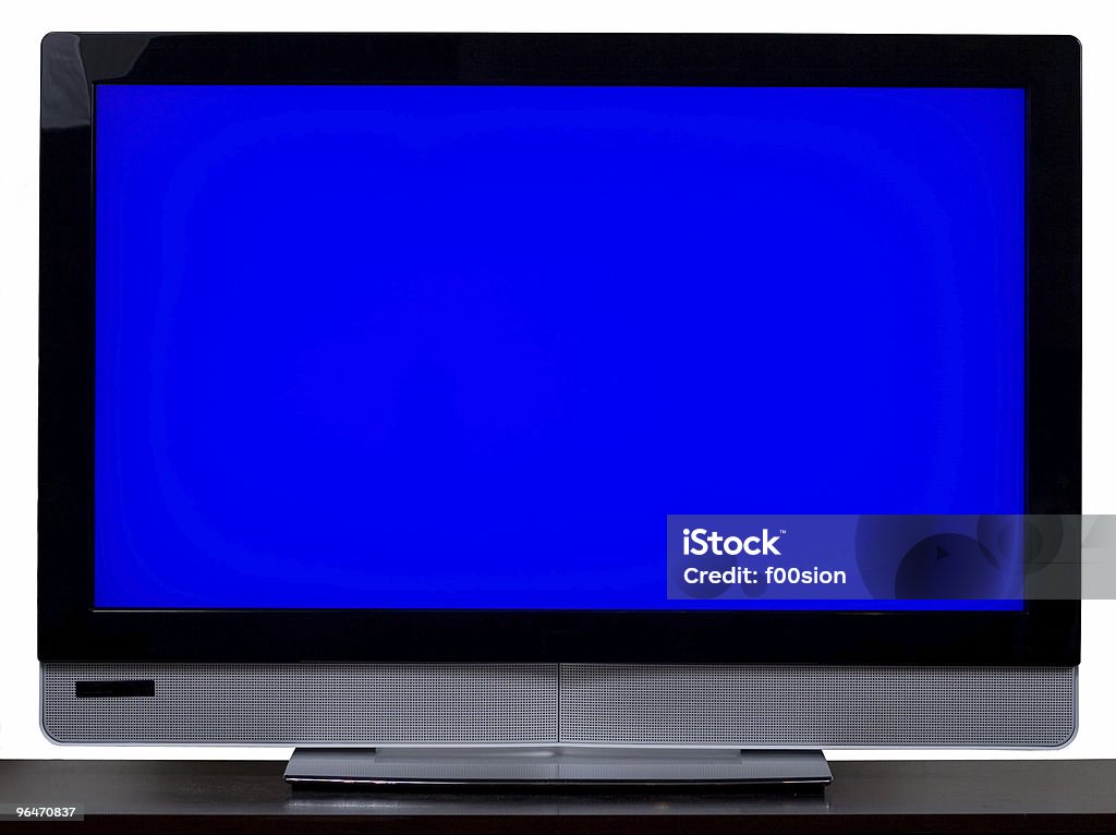 Televisor con pantalla panorámica de alta definición - Foto de stock de Azul libre de derechos