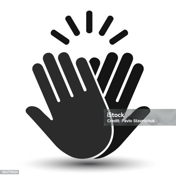 Ilustración de Alta Cinco Iconovector y más Vectores Libres de Derechos de Choque de manos en el aire - Choque de manos en el aire, Ícono, Vector