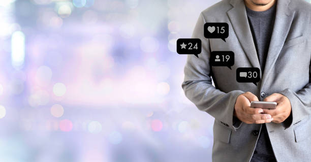 istock Contact us  sms media man use  smart phone social media network pop notification icons 964754584
