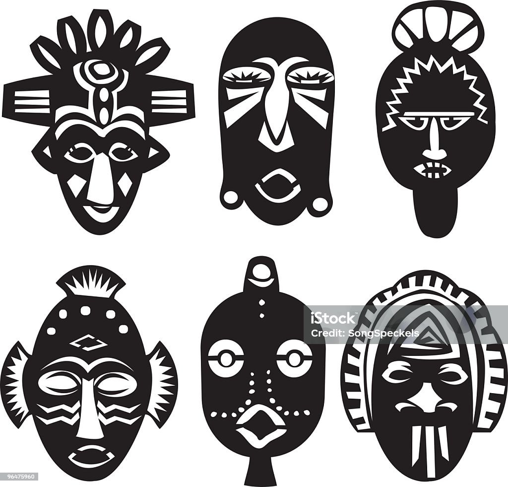 Máscaras africano - arte vectorial de Máscara - Disfraz libre de derechos