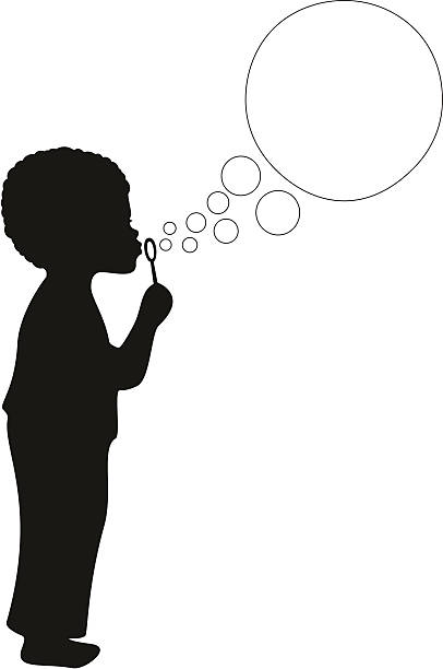illustrations, cliparts, dessins animés et icônes de afro-américain garçon souffler de bulles - bubble child bubble wand blowing