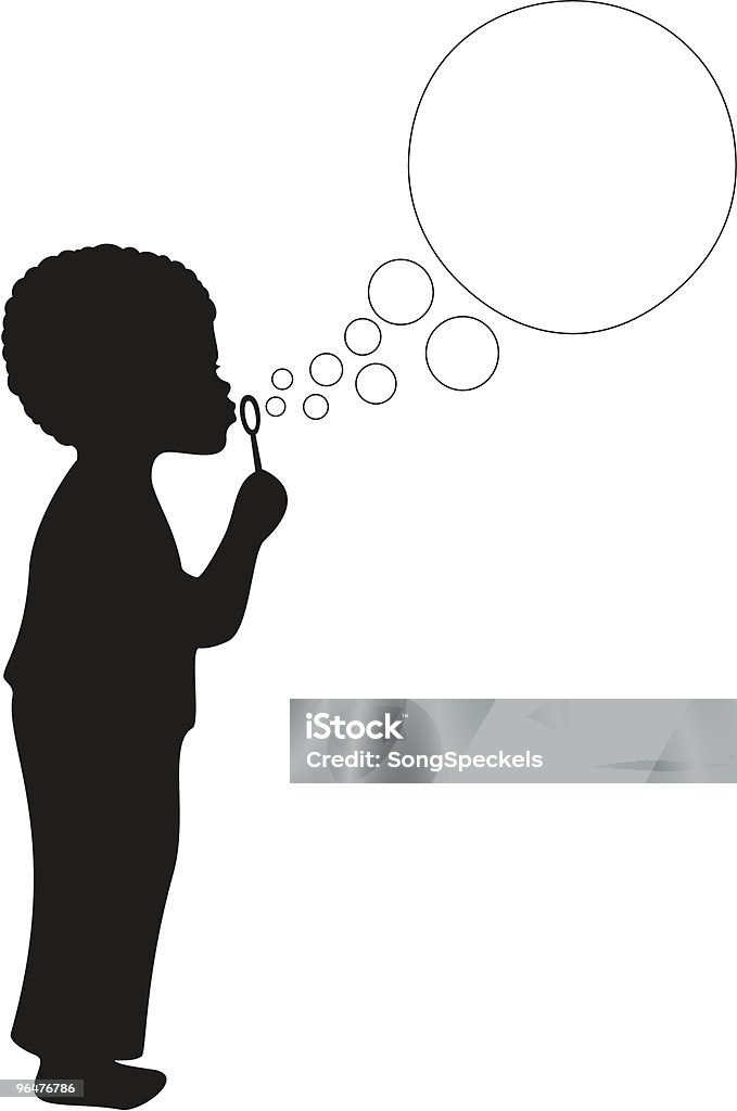 African American Boy soffiare bolle - arte vettoriale royalty-free di Bambino