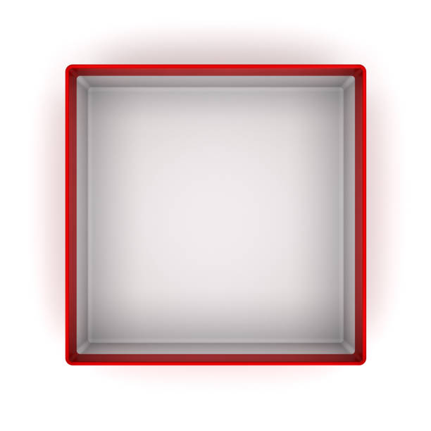 istock Top view of Red blank Cardboard box isolated on white background with shadow 3D rendering 964774956