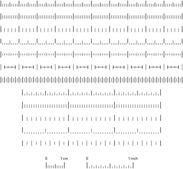 Vector illustration of Various size indicators with different units