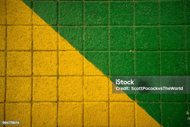 Green Yellow Sidewalk Stock Photo - Download Image Now - Brazil, Paint, Street