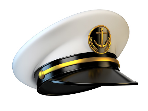 Navy cap, ship officer, admiral, sailor, naval captain hat  3d rendering