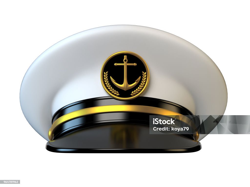 Berretto della marina, ufficiale di nave, ammiraglio, marinaio, cappello da capitano navale - Foto stock royalty-free di Capitano