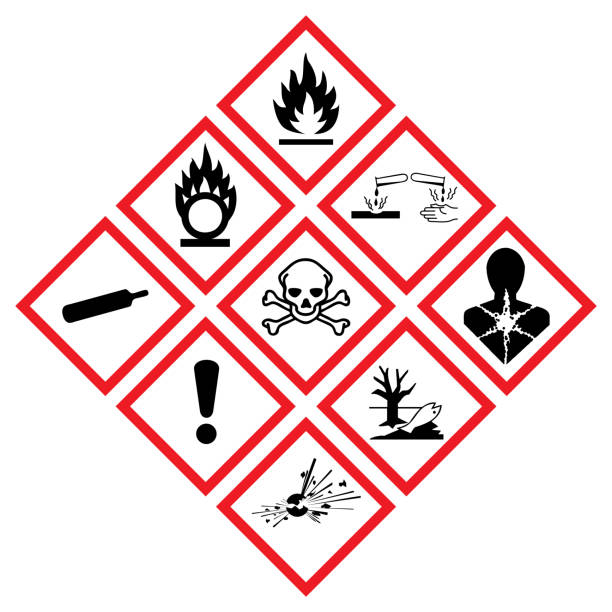 ilustraciones, imágenes clip art, dibujos animados e iconos de stock de conjunto de iconos ghs - toxic substance danger warning sign fire