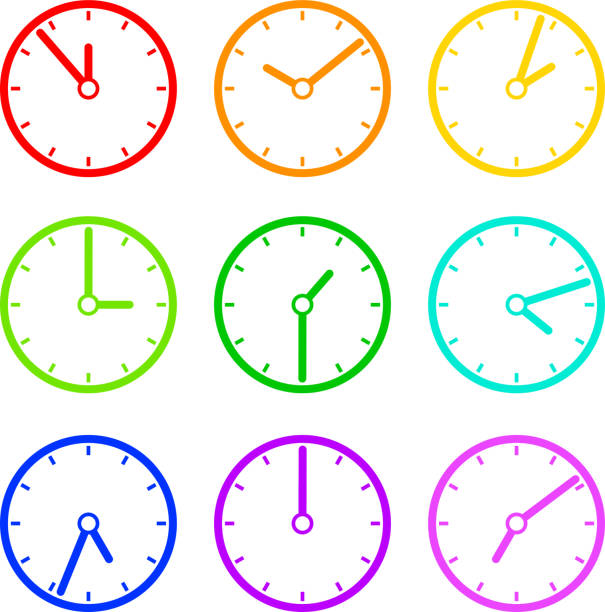 Colorful Clock illustration set This is a vector illustration. number counter stock illustrations