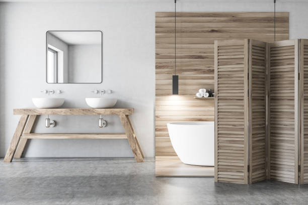 istock White and wooden bathroom 964782482
