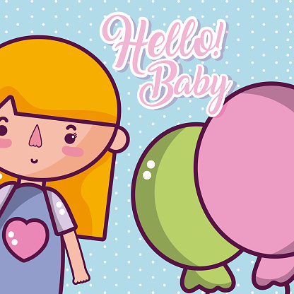 Hello Beb Hello Baby Cute Card Stock Illustration - Download Image Now ...