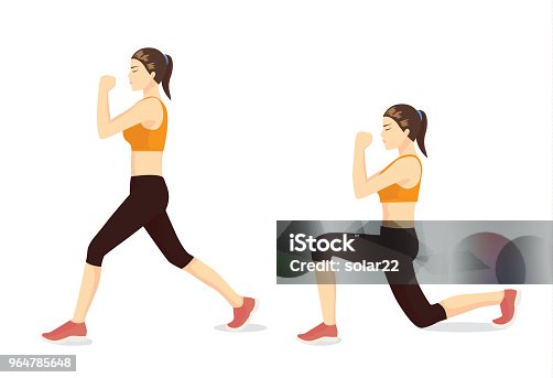 1,591 Lunges Illustrations & Clip Art - iStock | Lunges exercise, Woman  lunges, Man lunges