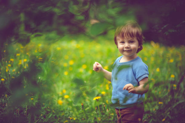 Child in springtime in park