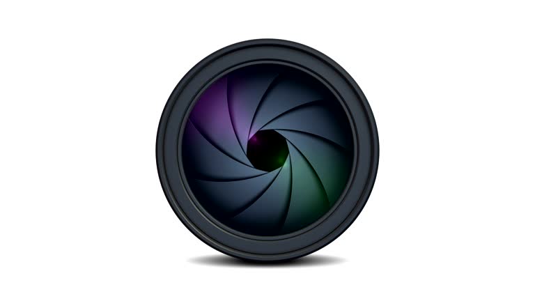 Camera lens diaphragm aperture in motion (isolated 4k loop)