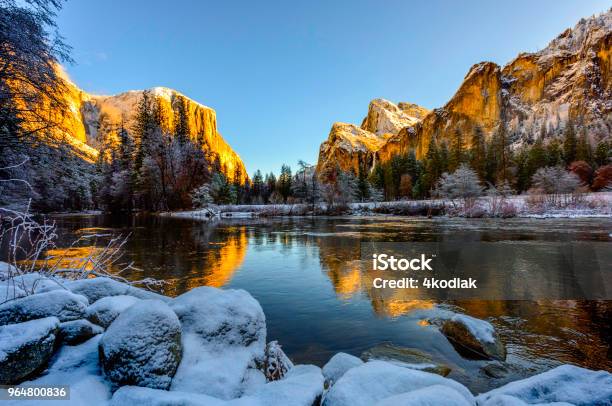 Winter Morning At Yosemite National Park Stock Photo - Download Image Now - Winter, Yosemite National Park, USA