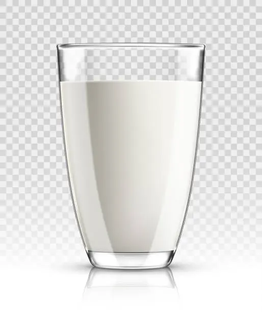 Vector illustration of Glass of milk isolated on transparent  background vector illustration