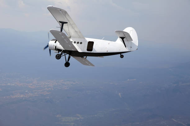 istock Vintage biplane in air 964804466