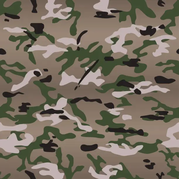 Vector illustration of seamless background of multicam brown camouflage