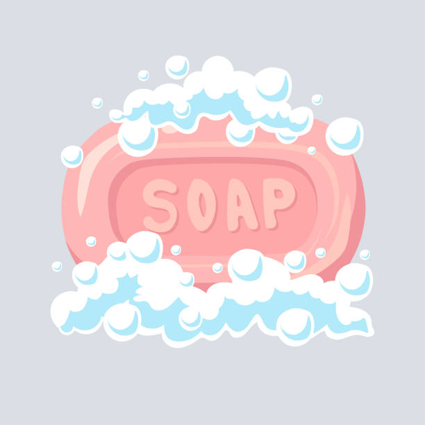 ilustraciones, imágenes clip art, dibujos animados e iconos de stock de icono de plano, pompas de jabón de jabón, ilustración del vector. - soap sud