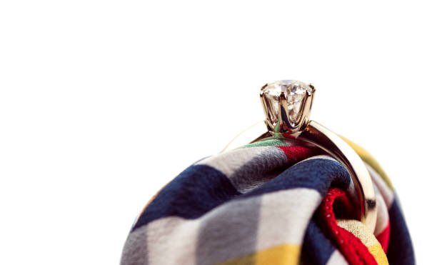 Diamond Ring With Silk Scarf Stock Photo - Download Image Now