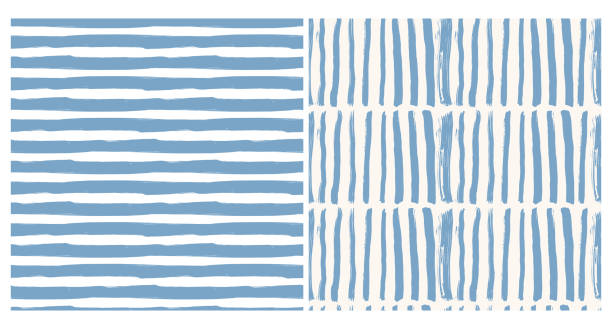 illustrations, cliparts, dessins animés et icônes de ensemble de motif de rayures bleu - mer horizon bleu