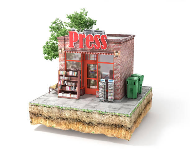 istock Business concept. Press kiosk isolated on a white. 3d illustration 964813202
